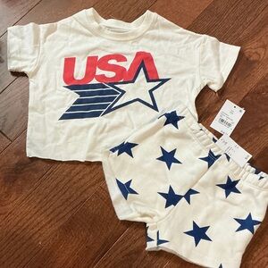 Off-White Toddler Matching Set - USA Red and Blue Stars